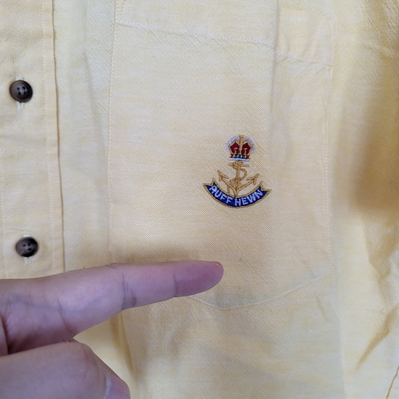 Ruff Hewn Shirt Men's M   Button Down Short Sleeve Yellow - Picture 7 of 8